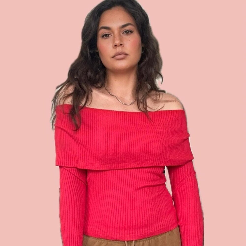 🧡 2 for 10$ Urban Outfitters Off-Shoulder Ribbed Top – Size L (Fits M)